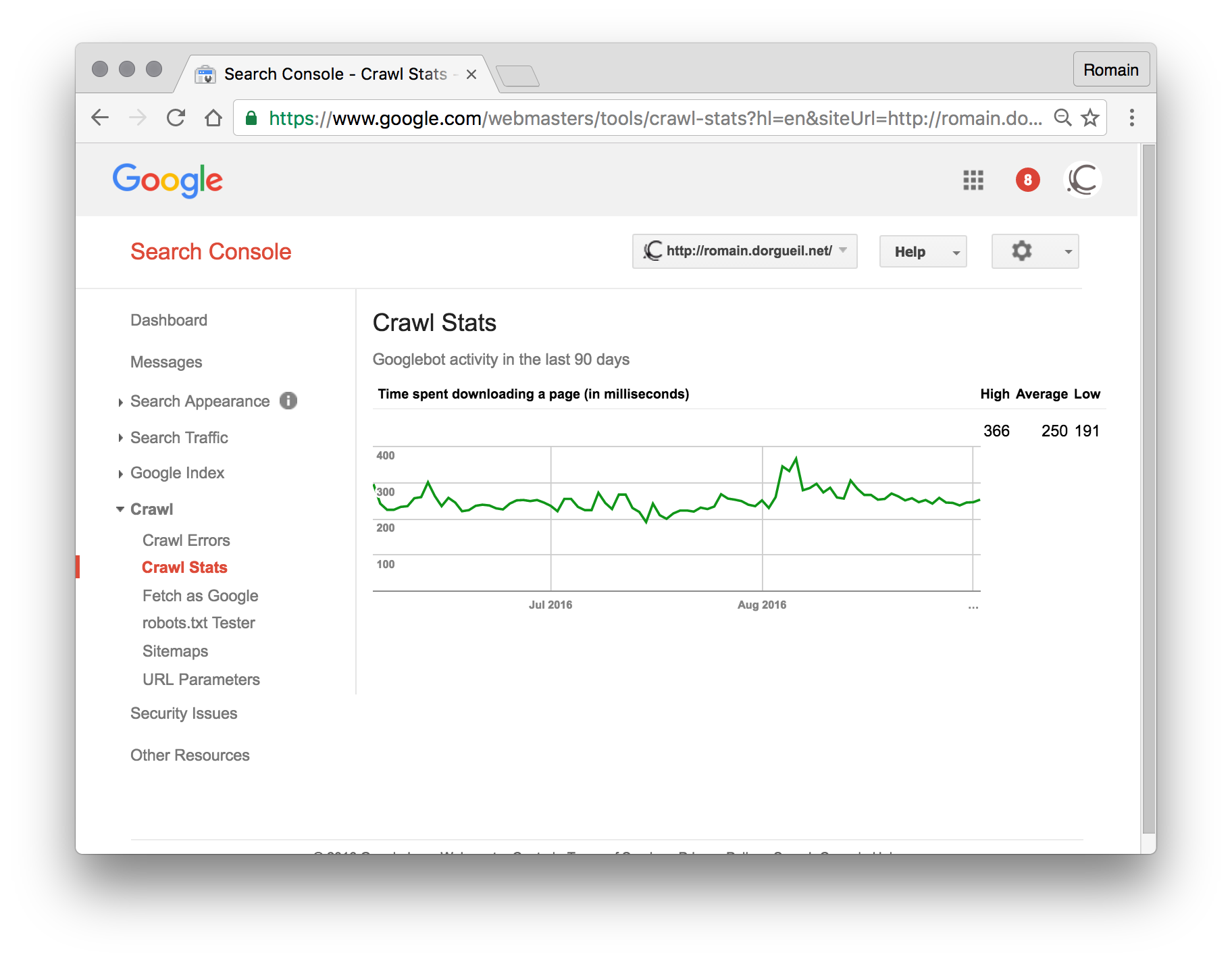 Crawl speed in webmaster tools.