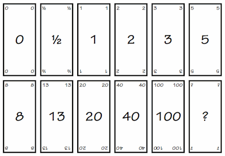 Planning poker cards using a rounded fibonacci sequence
